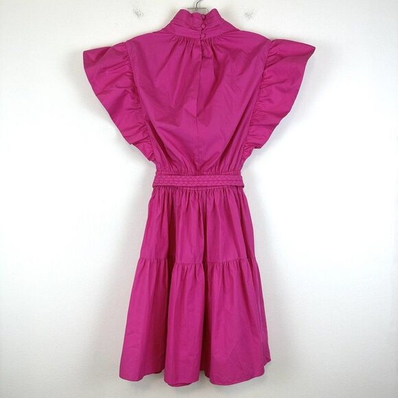 10 Crosby Derek Lam Fuchsia Ruffle Midi Dress - Picture 7 of 16